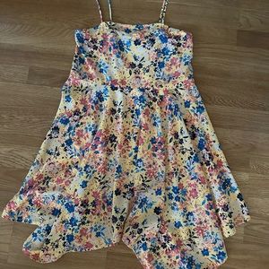 Yellow floral short dress